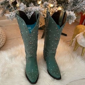 Lane studded “sparks fly” cowboy boots